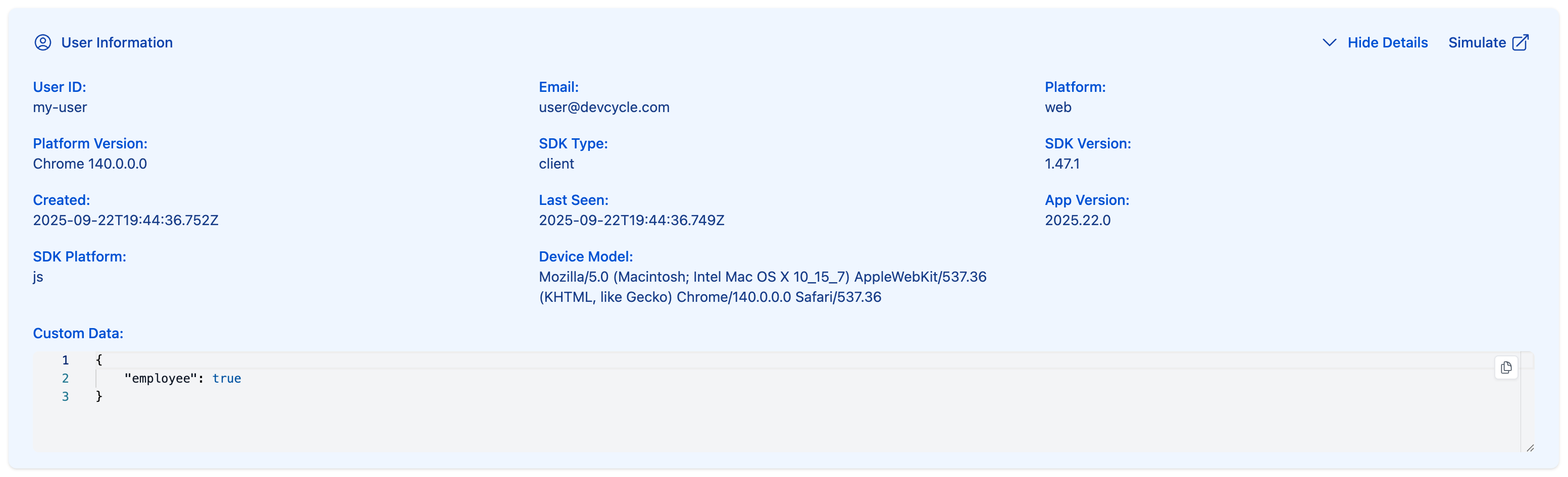 image of user information